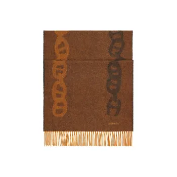 HERMES Knit Scarves Unisex Coffee