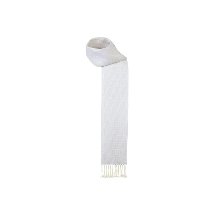 FENDI Cashmere Scarves Unisex Gray White-1