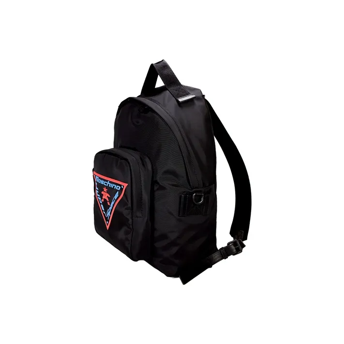 MOSCHINO Nylon Large Capacity Backpack Large Size Men's Black-2
