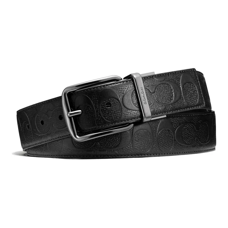 COACH Wide Signature Reversible Leather Belt Black-0