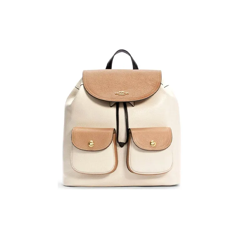 COACH Pennie Cow Leather Backpack Women's White & Brown-0