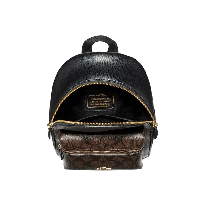 COACH Charlie PVC Backpacks Backpack Small Size Women's Black & Dark Brown Monogram-5