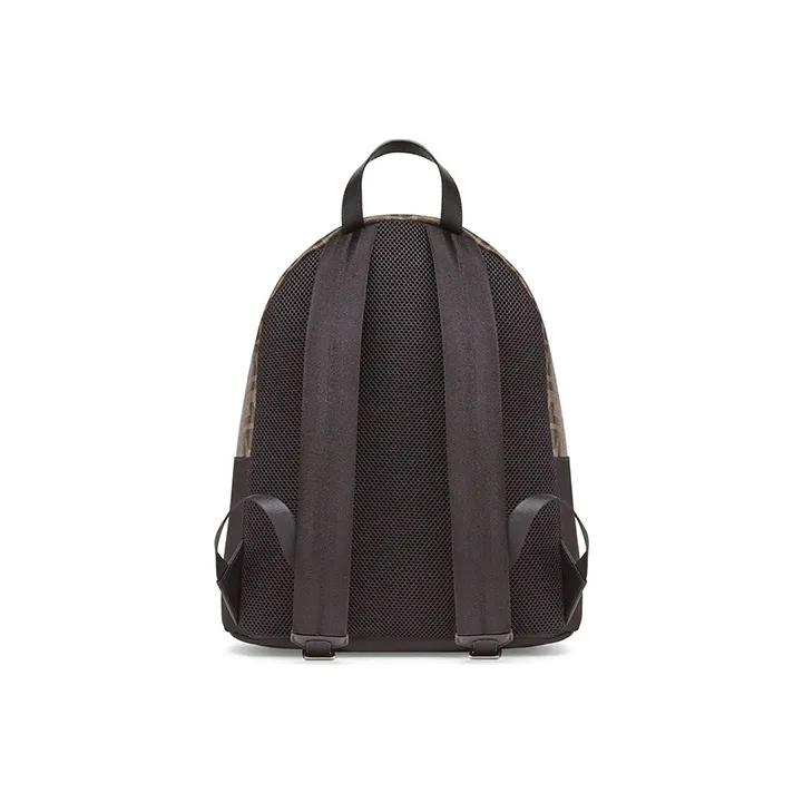 FENDI Coated Canvas Patchwork Nylon Backpack Men's Black Brown & Multicolor-2