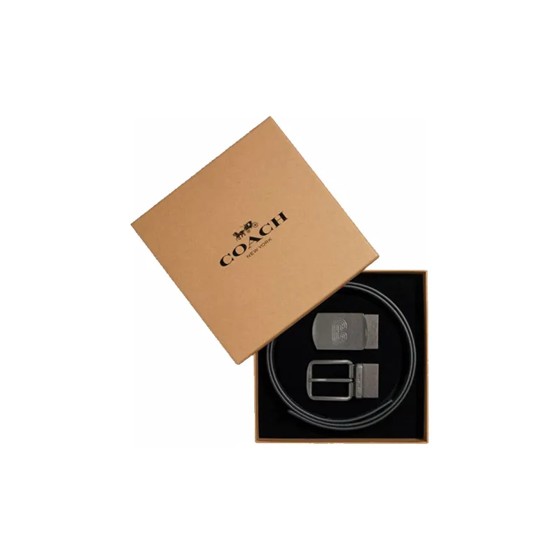 COACH Double-Sided Square Decorative Patch Smooth Buckle Leather Belts Men's-1