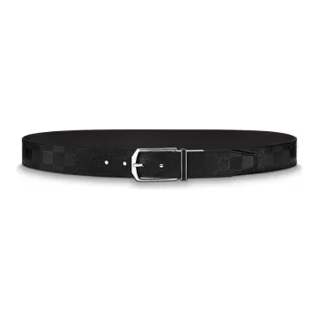 LOUIS VUITTON Slender Cow Leather Belts Men's Black Width 3.5cm