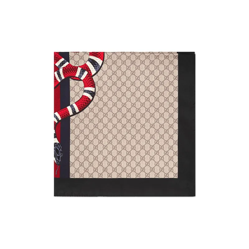 GUCCI Silk Scarves Unisex Black Red-3
