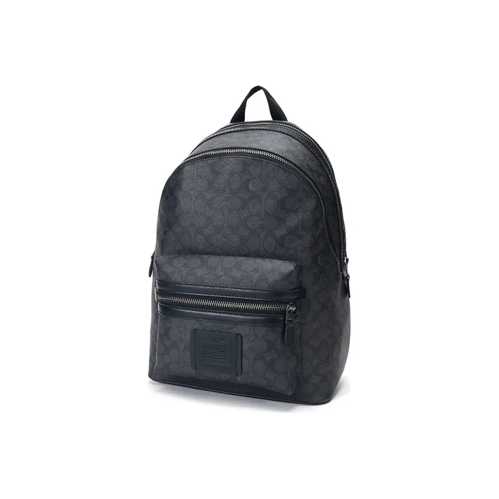 COACH Academy Canvas With Leather Backpack Tubas Men's Charcoal Black-2
