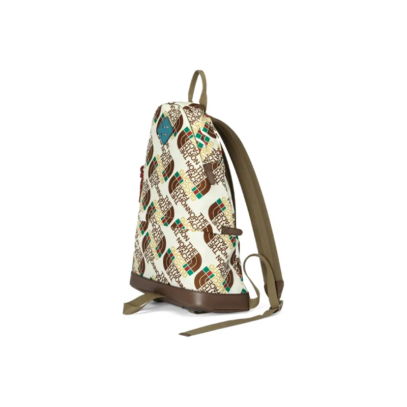 GUCCI The North Face Collaboration Nylon Fabric Backpack Medium Size Unisex Beige, Brown & Multicolor-2