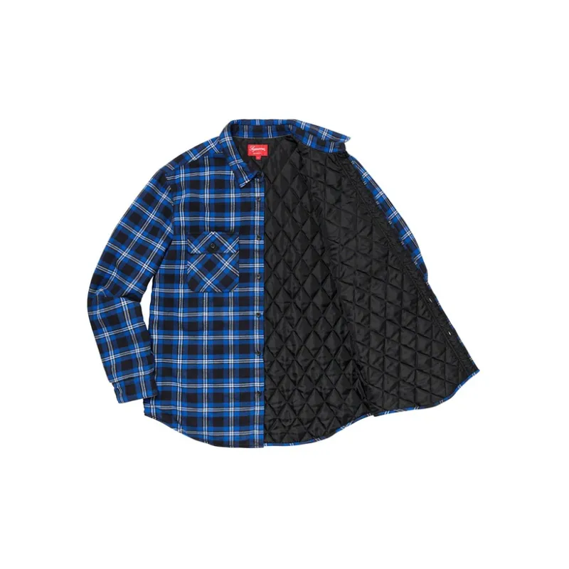 Supreme Arc Logo Quilted Flannel Shirt-2