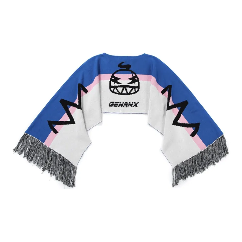 GENANX Shawls Unisex White Blue-1