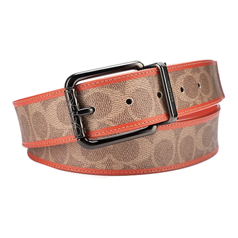 COACH Leather Leather Belts Men's Orange Width: 3.5cm-0