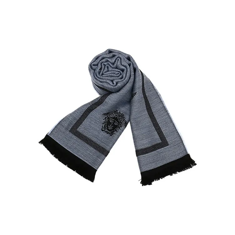VERSACE Medusa Scarves Men Navy Blue Black-1