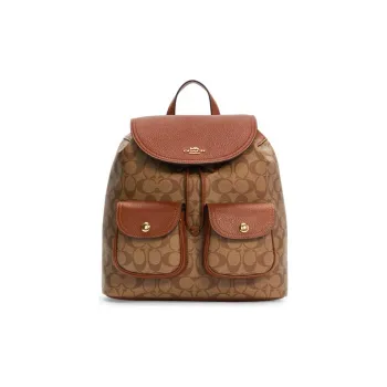 COACH Pennie Cow Leather Backpack Large Size Women's Caramel Brown