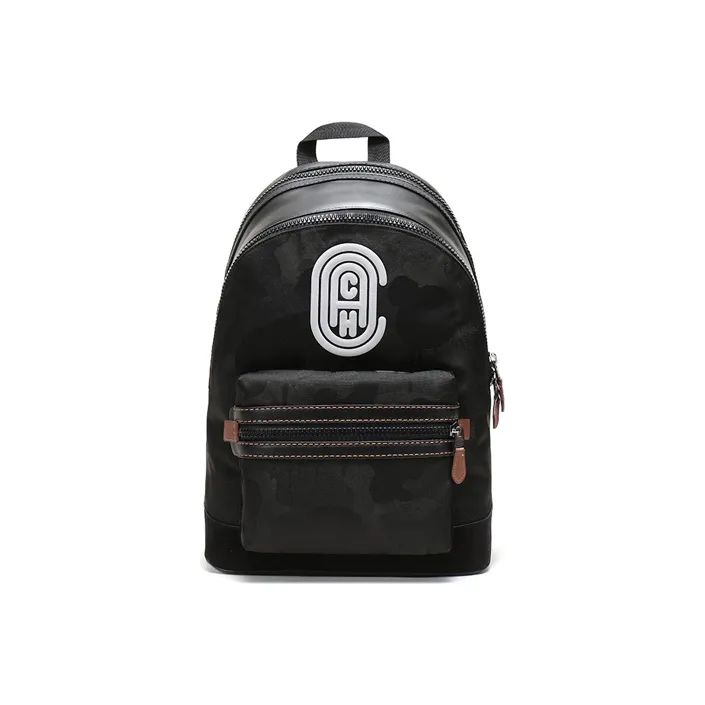 COACH Academy Leather Backpack Large Size Men's Black-0