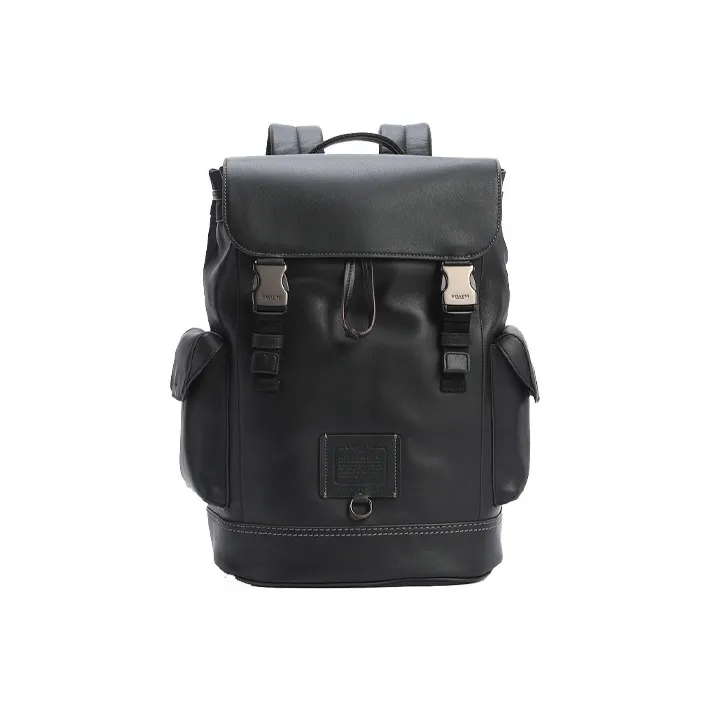 COACH Rivington Leather Travel Bag Backpack Large Size Men's Black-0