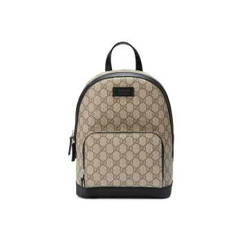 GUCCI Canvas With Leather Backpack Trumpets Unisex Ebony