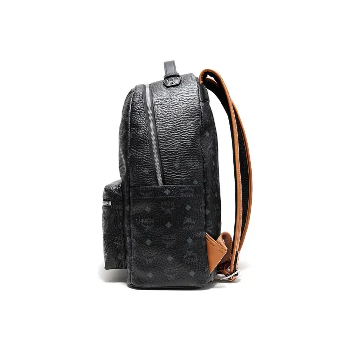 MCM Canvas With Canvas Backpack Large Size Unisex Black-2