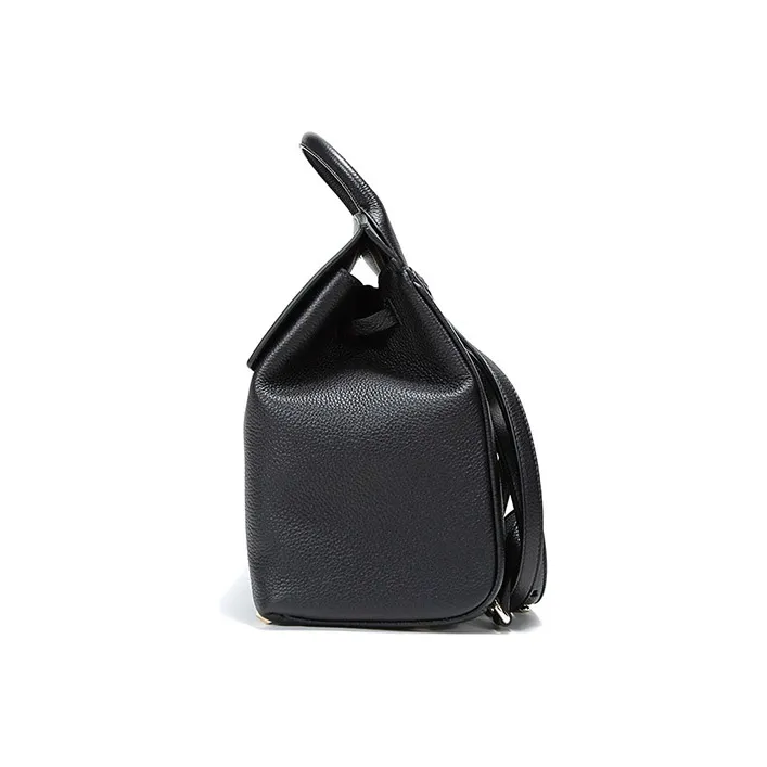 FERRAGAMO Cow Leather Handheld Backpack Women's Black-2