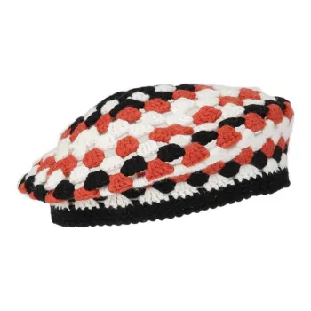 GANNI Berets Women's Black/White/Orange Color