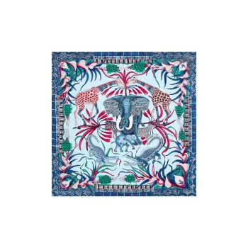 HERMES Silk Scarves Women's Sky Blue/Denim Blue/Pink