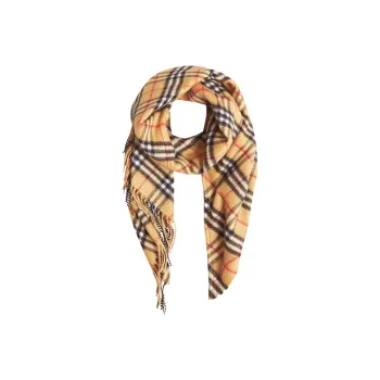 Burberry Cashmere Knit Scarves Unisex Vintage Yellow