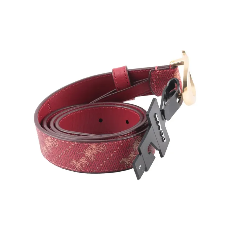 COACH Leather Belts Women's Brown Red Width 2.5cm-2