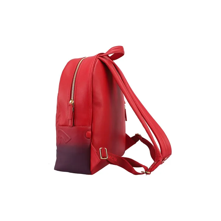 MCM Leather Cow Leather Brogues Backpack Women's Violet Gradient Red-3
