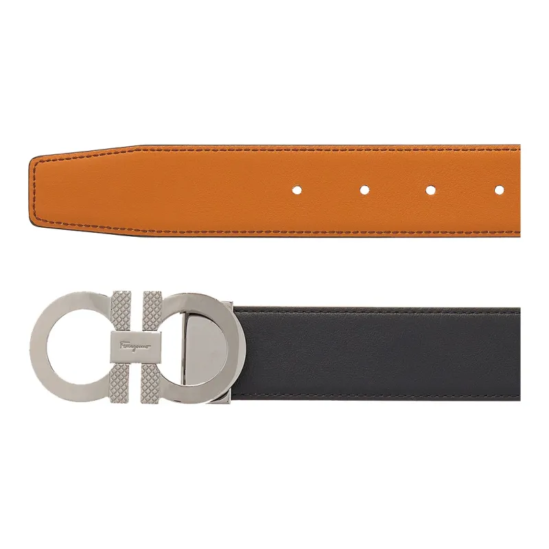 Ferragamo Reversible And Adjustable Gancini Belt Ruthenium-2