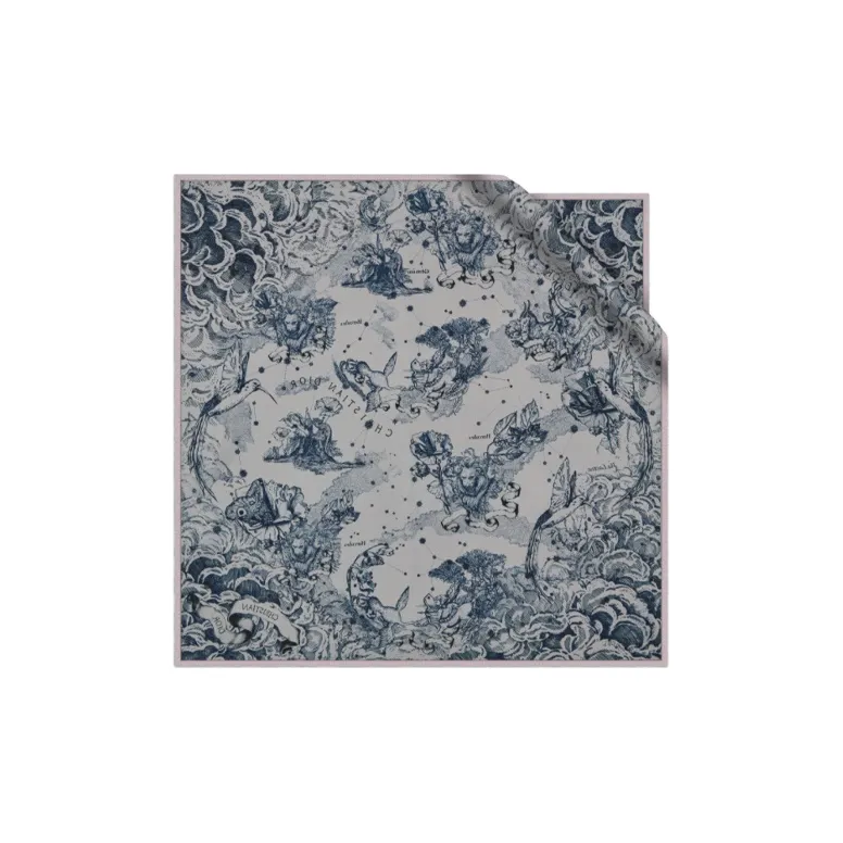 DIOR Silk Scarves Women's Pink And Marine Blue-1