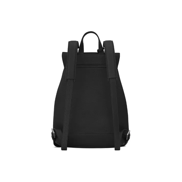 SAINT LAURENT Grain Leather Backpack Men's Black-3