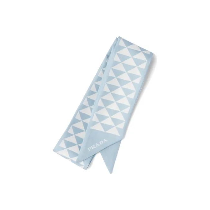 PRADA Triangle logo Twill Scarf-0