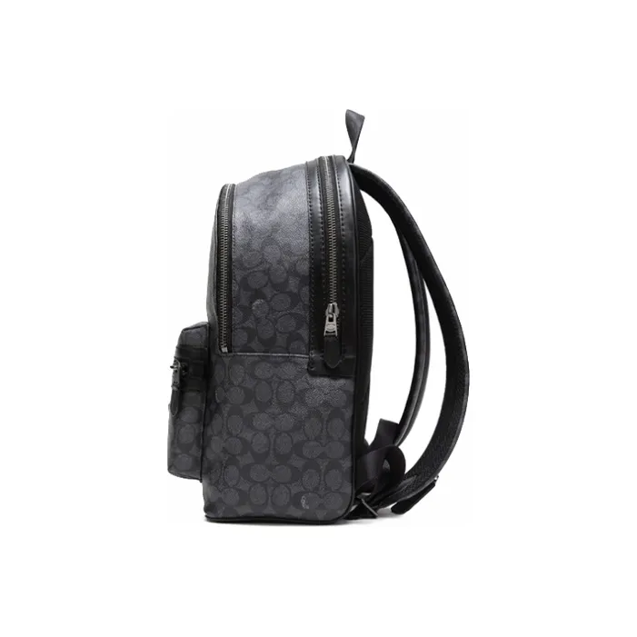 COACH Academy Canvas With Leather Backpack Tubas Men's Charcoal Black-3
