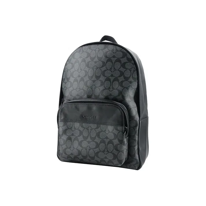 COACH Houston Canvas With Leather Backpack Medium Size Men's Charcoal Black-2