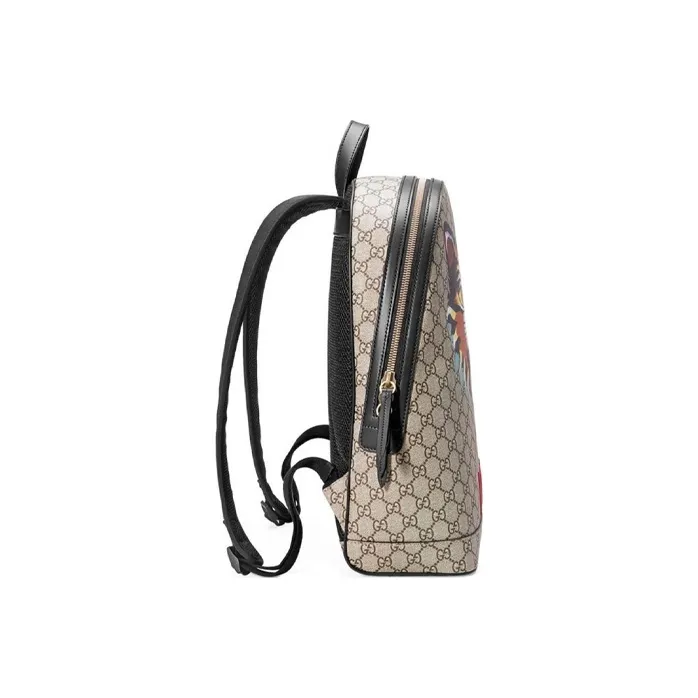 GUCCI Canvas With Leather Backpack Regular Men's Beige-2