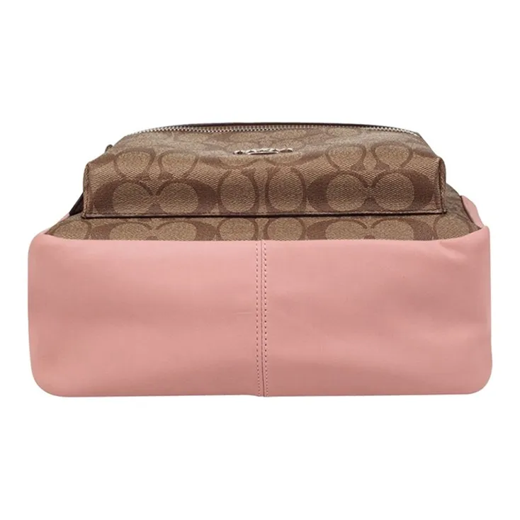 COACH Canvas With Artificial Leather Backpack Medium Size Women's Khaki & Pink-4