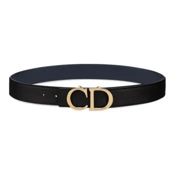 DIOR Cow Leather Leather Belts Men's Black Width  3.5cm
