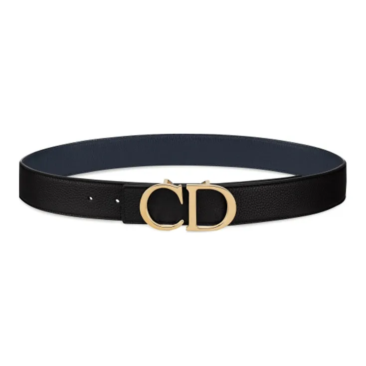 DIOR Cow Leather Leather Belts Men's Black Width  3.5cm-0