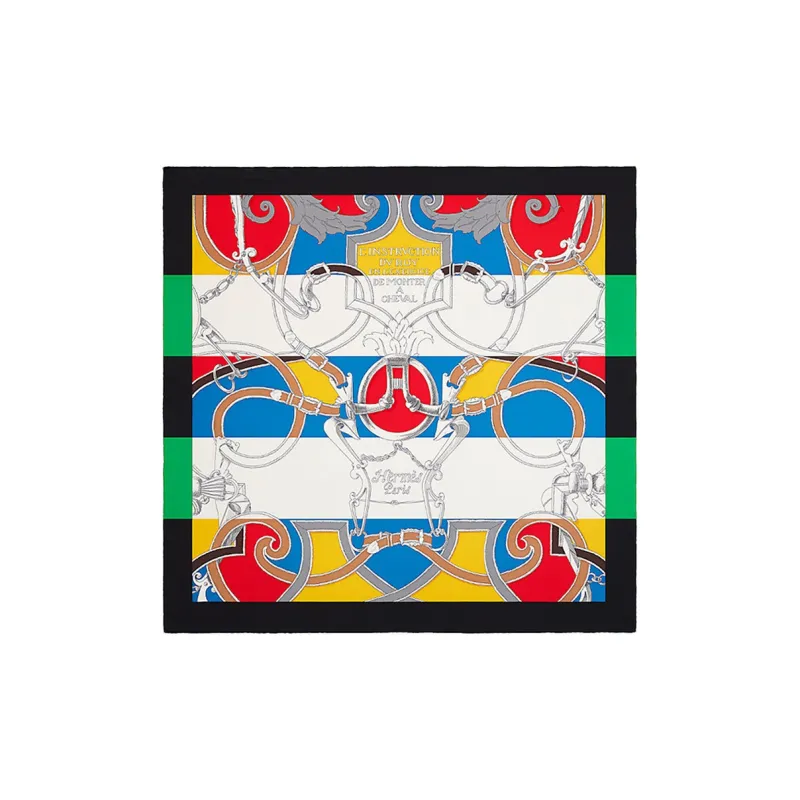 HERMES Silk Scarves Women's Black Green-0