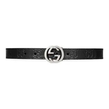 GUCCI Signature Leather Belt Leather Belts Kids' Black Width  2cm