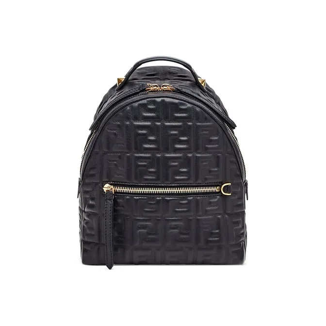 FENDI Nappa Sheepskin Backpack Regular Unisex Black-0