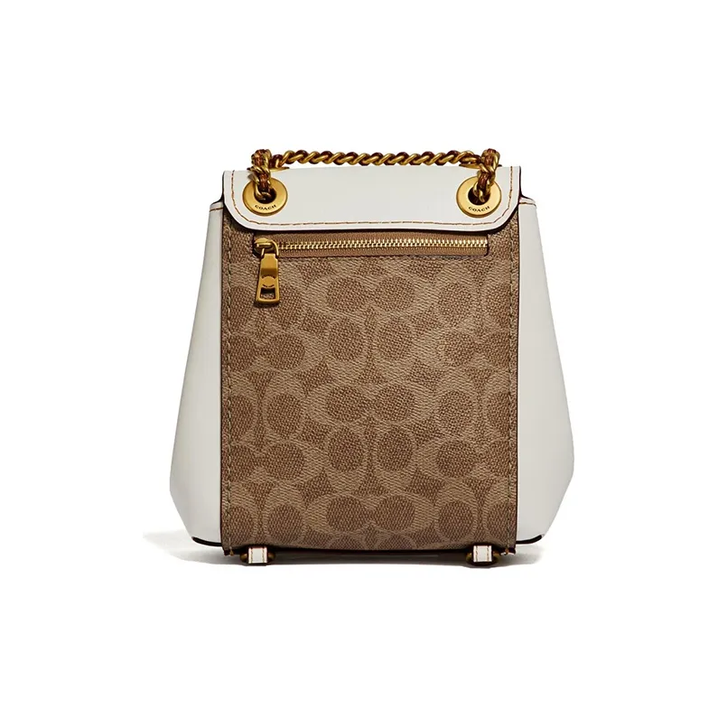 COACH Parker Leather Backpack Mini Women's White/Deep Khaki-2