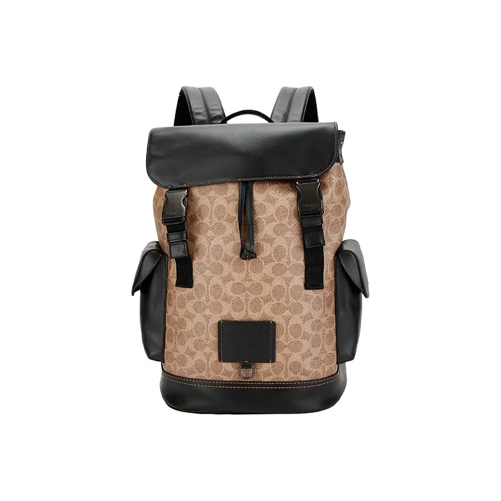 COACH Rivington Artificial Leather Backpack Tubas Men's Khaki-1