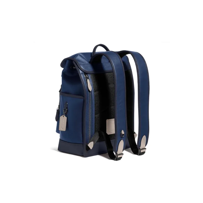 COACH Canvas With Leather Backpack Large Size Men's Black Copper & Dark Blue-1