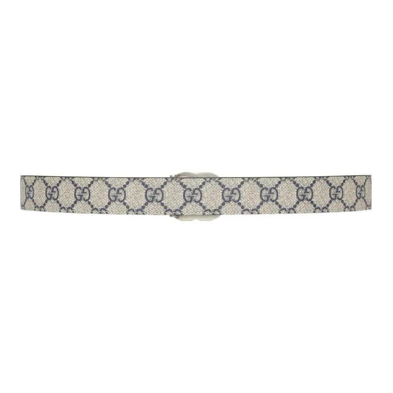 GUCCI Canvas Leather Belts Men's Beige/Blue Width 3cm-2