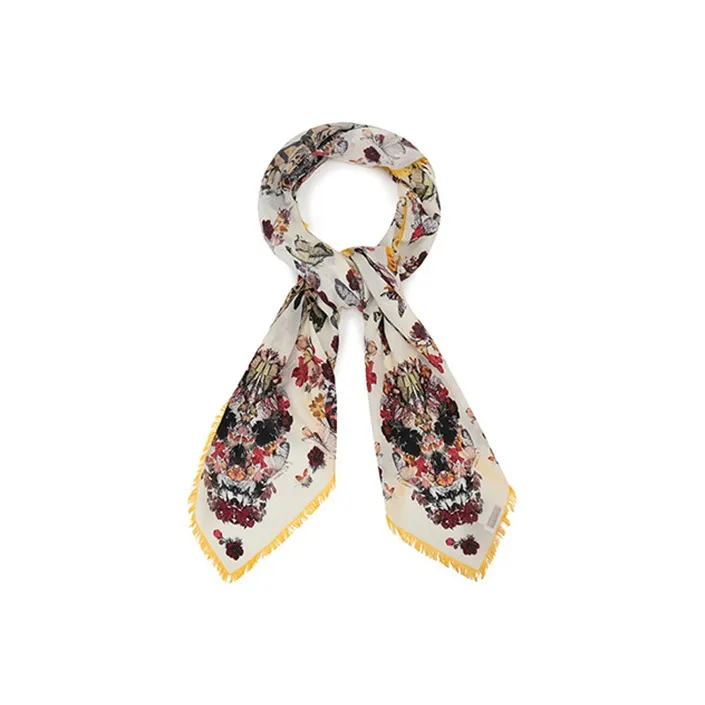 Alexander McQueen Silk Scarves Women's Ivory Multicolor-2