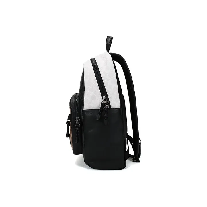 COACH Pacer Leather Canvas Backpack Large Size Men's Black Brown-2