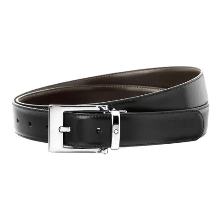 MONTBLANC Leather Belts Men's Black Width 3cm-0