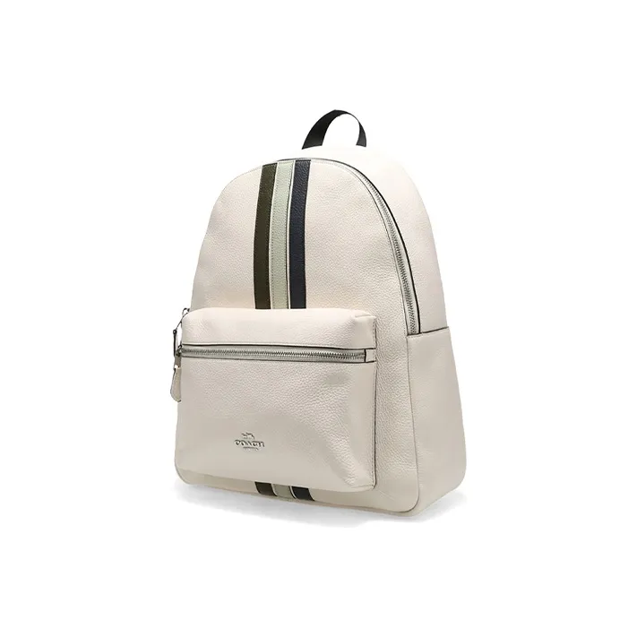 COACH Charlie Pebbled Leather Backpack Large Size Women's White-1