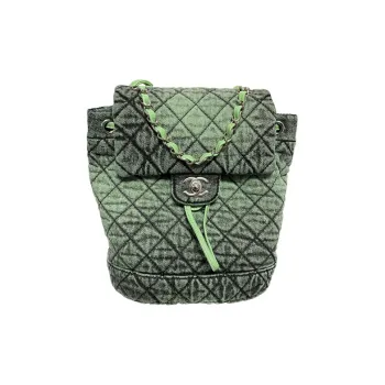 CHANEL Denim Backpack Women's Green