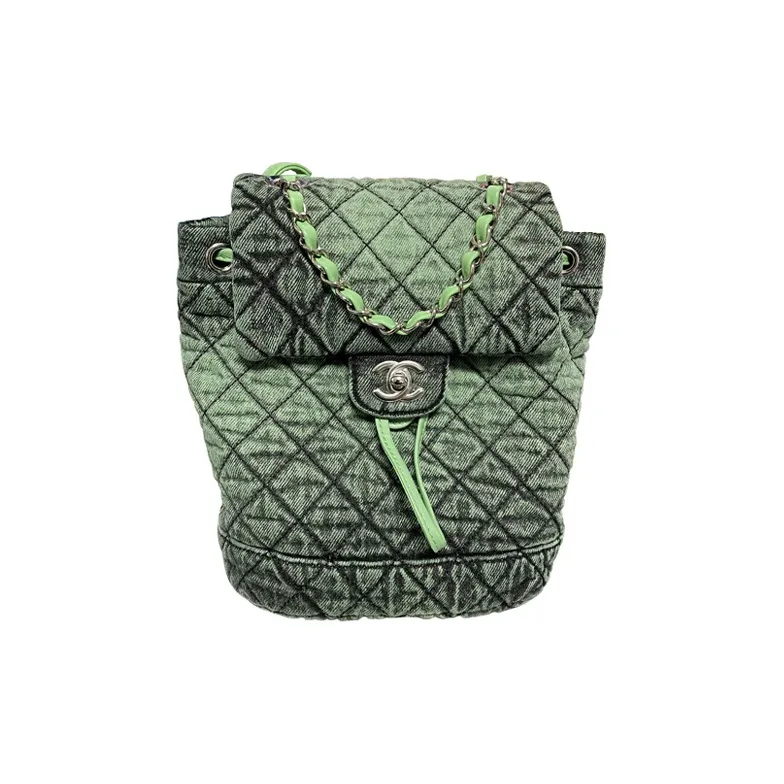 CHANEL Denim Backpack Women's Green-0